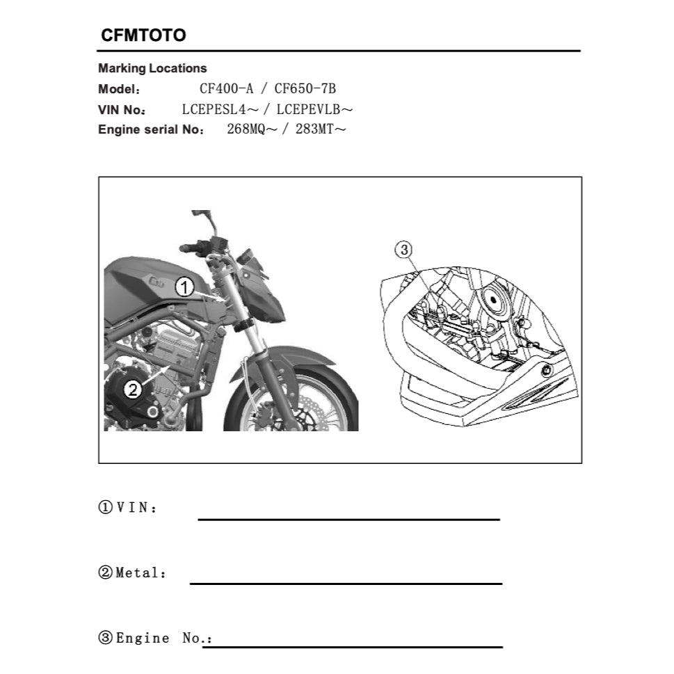 CFMOTO 400NK CF400-A 2017-2022 Full Manual Set – Repair & Maintenance Manual and Spare Parts Catalog and User Handbook